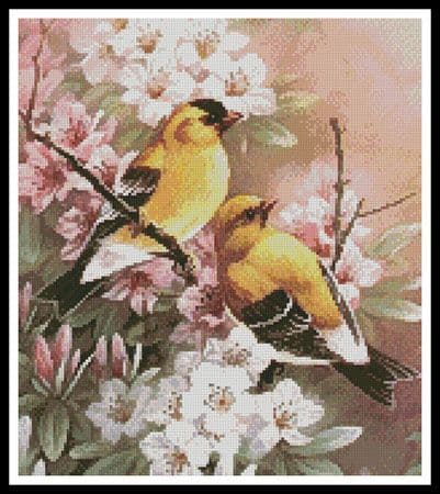 Yellow Finches (Crop) by Artecy printed cross stitch chart